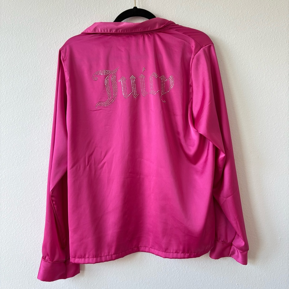 Juicy Couture Pink Satin Rhinestone Sleep Shirt | Size XL